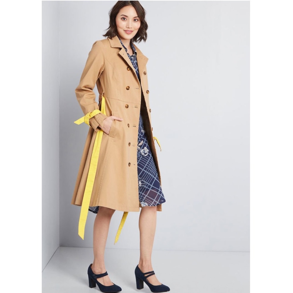 modcloth Classic Imagination Trench Tan